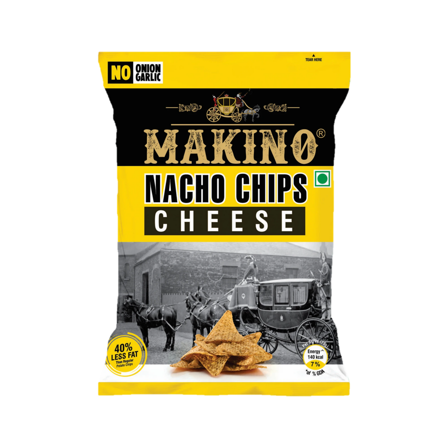 Makino No Onion No Garlic Nachos Chips Cheese (Each 60 gm) (Pack of 6)