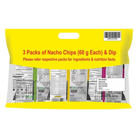 Makino Discounted Combo Bag with 3 Assorted Nachos & 1 Salsa Dip (Each 220 gm) (4 bags x 220 gm)