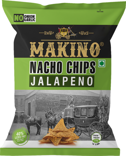 Makino No Onion No Garlic Nacho Chips Jalapeno (Each 60 gm) (Pack of 6)
