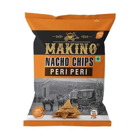 Makino Nacho Chips Peri Peri 60 gm | Tortilla Chips | Pack of 40 | Bulk Pack for Retail