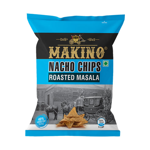 Makino Nacho Chips Roasted Masala 60 gm | Tortilla Chips | Pack of 40 | Bulk Pack for Retail