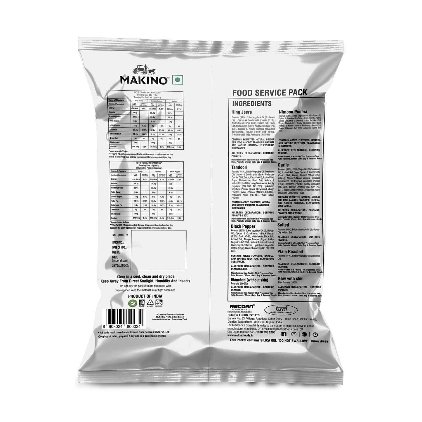 Makino Salted Peanuts | Peanut without Skin | Jumbo Size Peanut High Protein | 1 KG