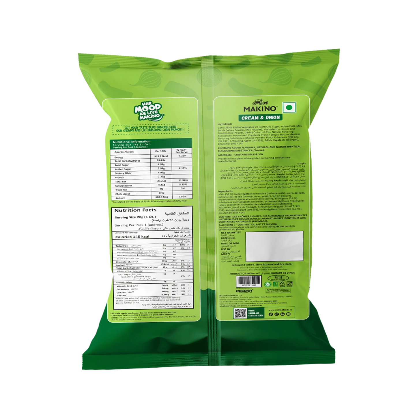 Makino Cornax (4 Assorted Corn Snacks)(Each 60 Jalapeno & Rosted masala /150 gm RCC & C&O)