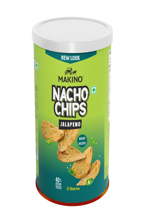 Makino Assorted Round & Stacked Nachos (Cheese, Jalapeno)(Each 107 gm)(Pack of 2)