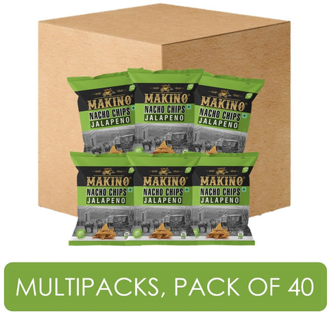 Makino Nacho Chips Jalapeno 60 gm | Tortilla Chips | Pack of 40 | Bulk Pack for Retail