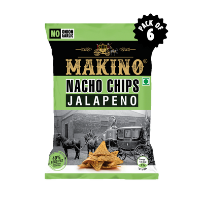 Makino No Onion No Garlic Nacho Chips Jalapeno (Each 60 gm) (Pack of 6)