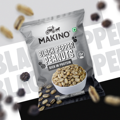 Makino Roasted Peanuts (Each 150 gm) (Pack of 4) (Black Pepper)