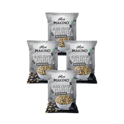 Makino Roasted Peanuts (Each 150 gm) (Pack of 4) (Black Pepper)