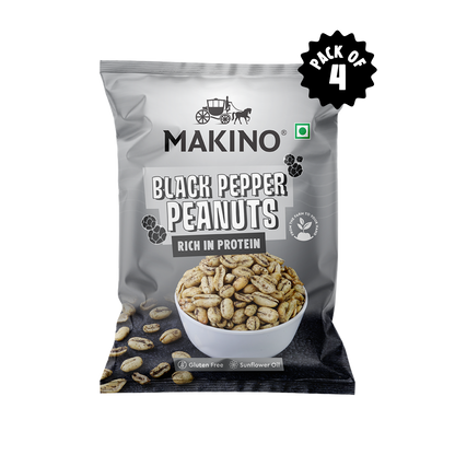 Makino Roasted Peanuts (Each 150 gm) (Pack of 4) (Black Pepper)