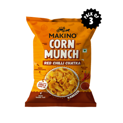 Makino Corn Munch (Red Chilli Chatka)(Each 150 gm)(Pack of 7)