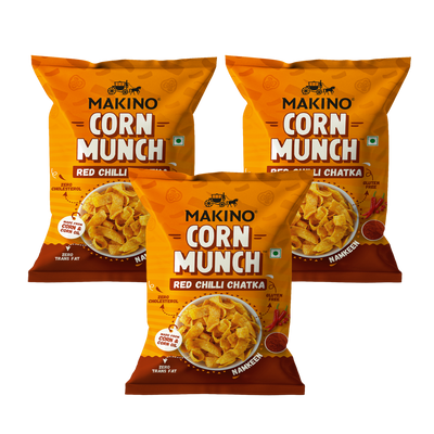 Makino Corn Munch (Red Chilli Chatka)(Each 150 gm)(Pack of 7)