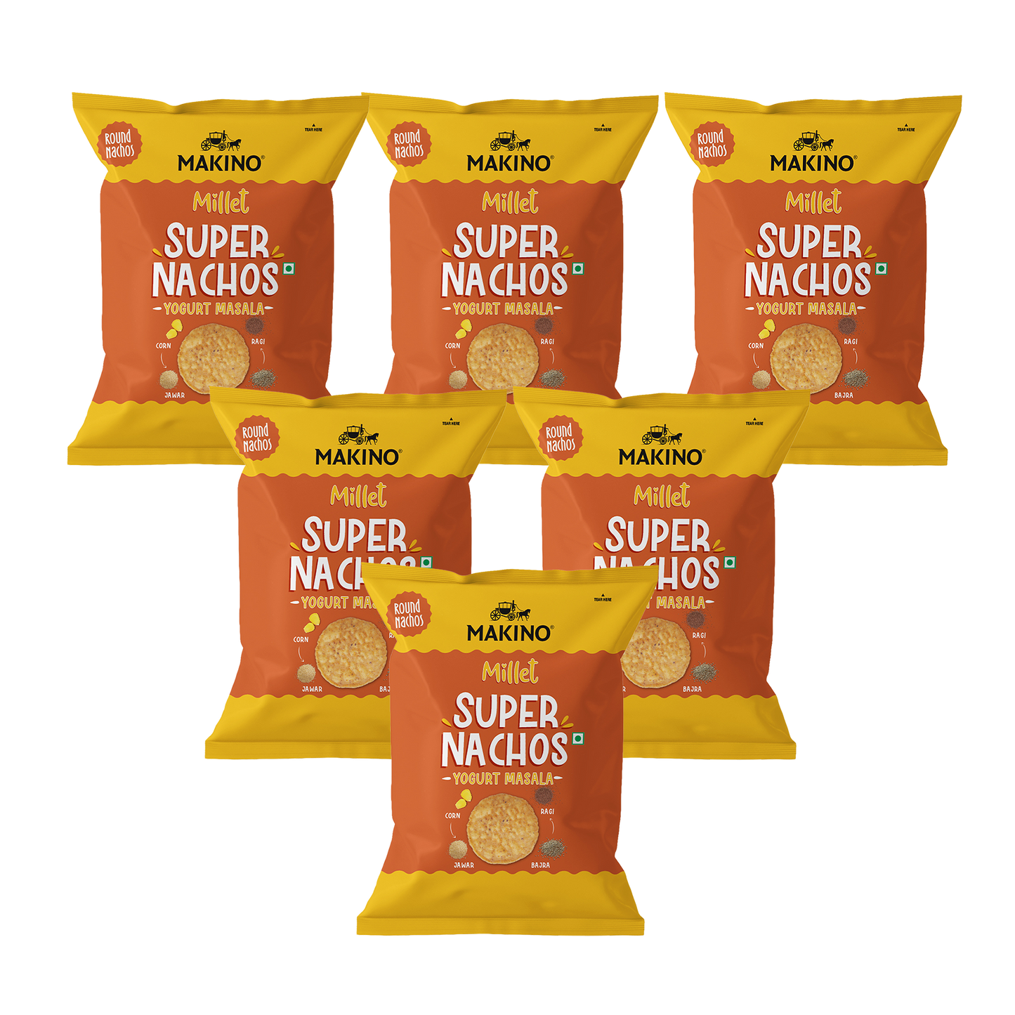 Makino Super Nachos Millets Yogurt Masala (60gm) (Pack of 6)