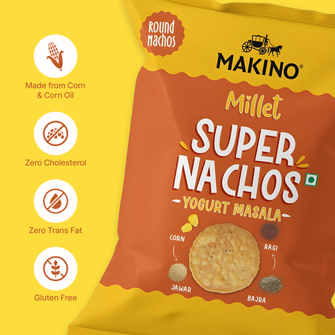 Makino Super Nachos Millets Yogurt Masala (60gm) (Pack of 6)
