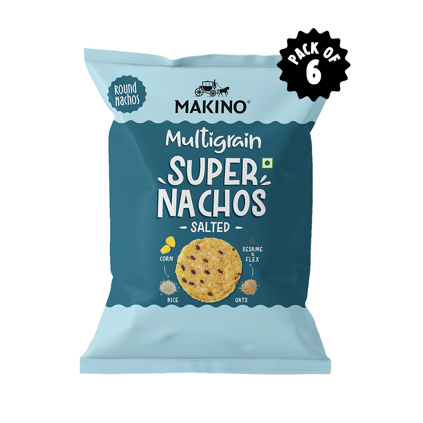 Makino Super Nachos Multigrain Salted (60gm) (Pack of 6)