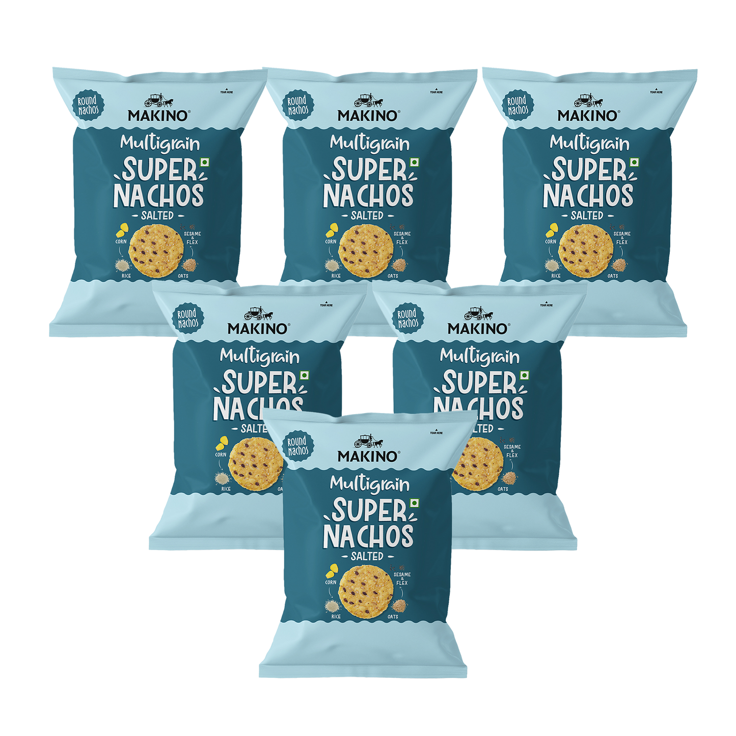 Makino Super Nachos Multigrain Salted (60gm) (Pack of 6)