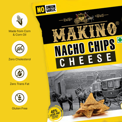 Makino No Onion No Garlic Nacho Chips (Cheese, Jalapeno)(Each 60 gm)(Pack of 6)