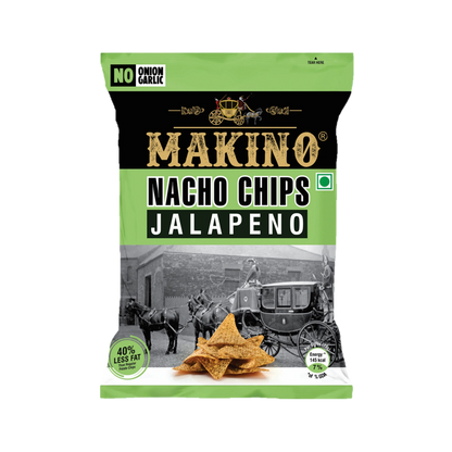 Makino No Onion No Garlic Nacho Chips (Cheese, Jalapeno)(Each 60 gm)(Pack of 6)