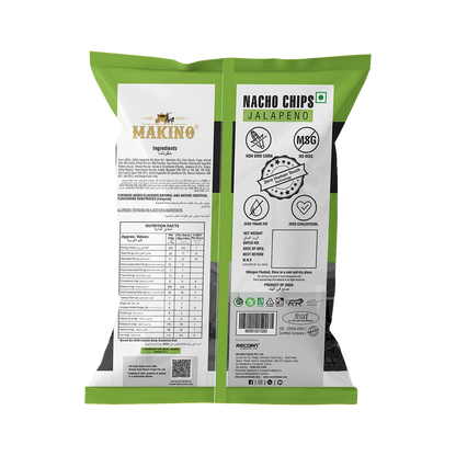 Makino No Onion No Garlic Nacho Chips (Cheese, Jalapeno)(Each 60 gm)(Pack of 6)