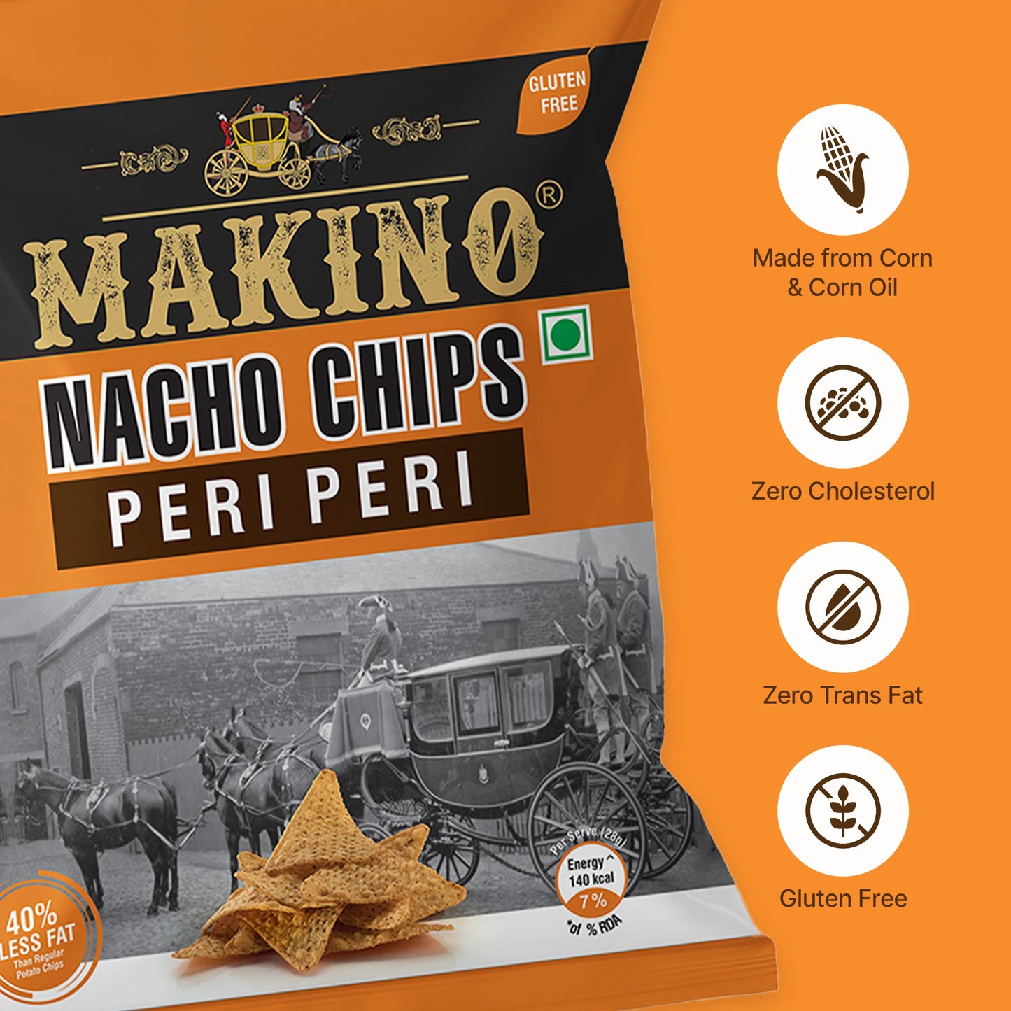 Makino Assorted Nacho Chips 60 gm | Pack of 120 pcs. | Bulk Pack for Retail | (Cheese, Jalapeno, Sweet Chilli, Tomato Salsa, Peri Peri, Roasted Masala)