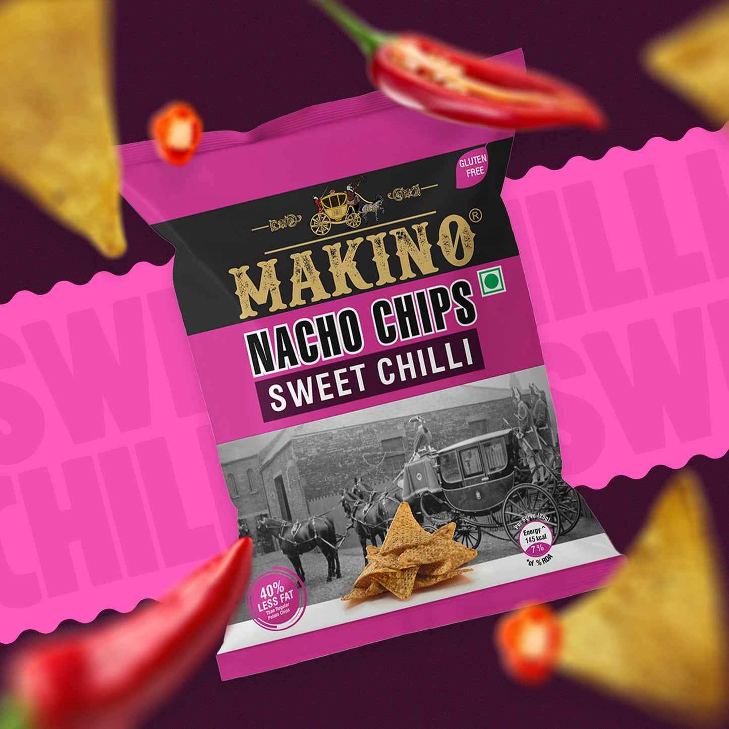 Makino Assorted Nacho Chips 60 gm | Pack of 120 pcs. | Bulk Pack for Retail | (Cheese, Jalapeno, Sweet Chilli, Tomato Salsa, Peri Peri, Roasted Masala)