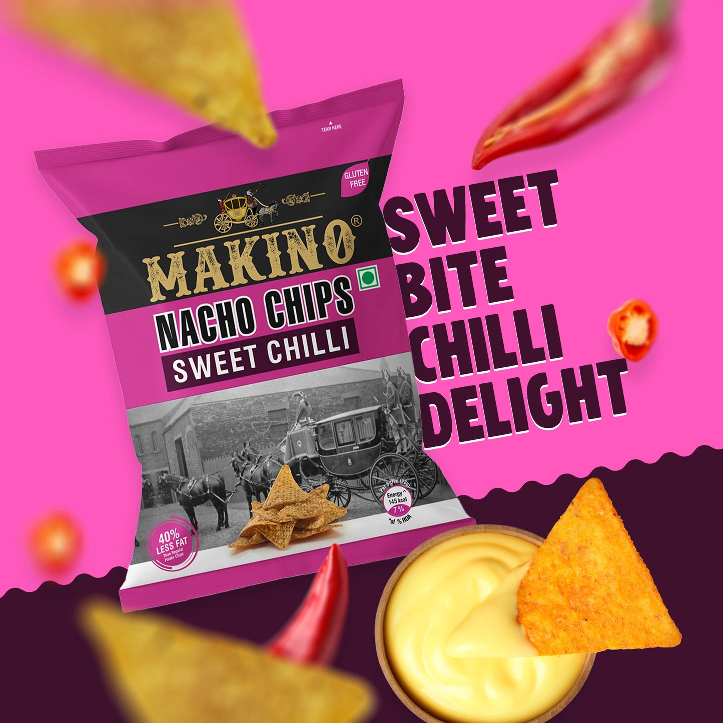 Makino Assorted Nacho Chips 60 gm | Pack of 120 pcs. | Bulk Pack for Retail | (Cheese, Jalapeno, Sweet Chilli, Tomato Salsa, Peri Peri, Roasted Masala)