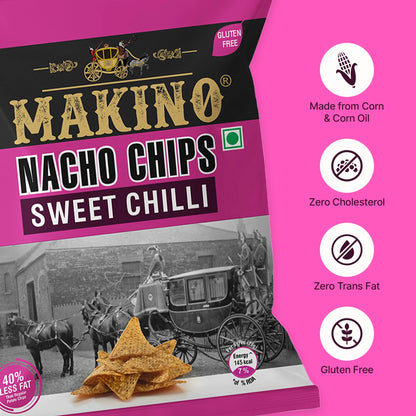 Makino Assorted Nacho Chips 60 gm | Pack of 120 pcs. | Bulk Pack for Retail | (Cheese, Jalapeno, Sweet Chilli, Tomato Salsa, Peri Peri, Roasted Masala)