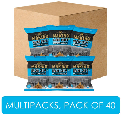Makino Nacho Chips Roasted Masala 60 gm | Tortilla Chips | Pack of 40 | Bulk Pack for Retail