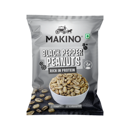 Makino Assorted Roasted Peanuts | Each 43gm | Pack of 5 | Tandoori, Nimboo Pudina, Hing Jeera, Black Pepper, Garlic, Salted | Total 215g | Flavoured Peanuts | Super Crunchy