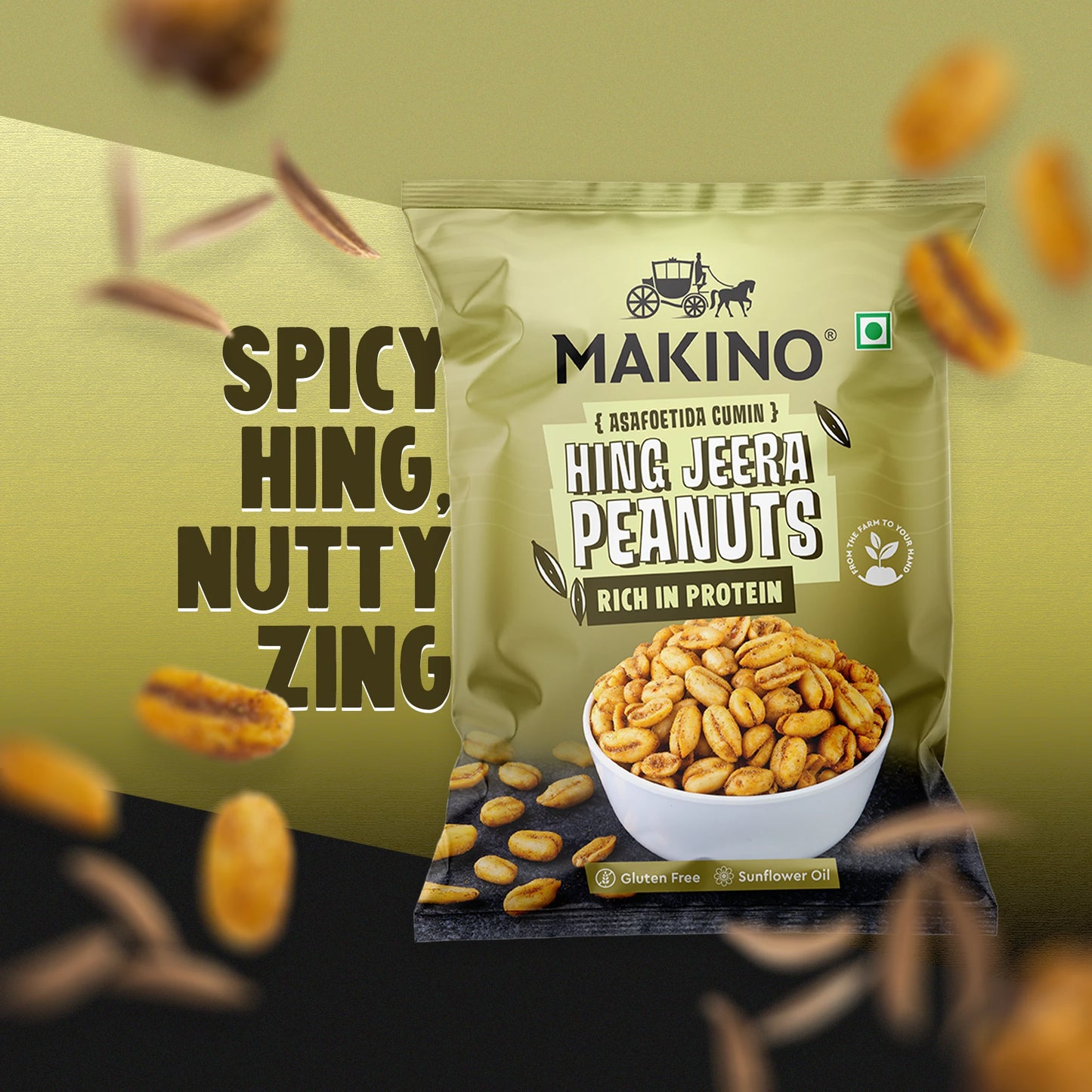 Makino Assorted Roasted Peanuts | Each 43gm | Pack of 5 | Tandoori, Nimboo Pudina, Hing Jeera, Black Pepper, Garlic, Salted | Total 215g | Flavoured Peanuts | Super Crunchy