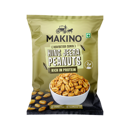 Makino Assorted Roasted Peanuts | Each 43gm | Pack of 5 | Tandoori, Nimboo Pudina, Hing Jeera, Black Pepper, Garlic, Salted | Total 215g | Flavoured Peanuts | Super Crunchy