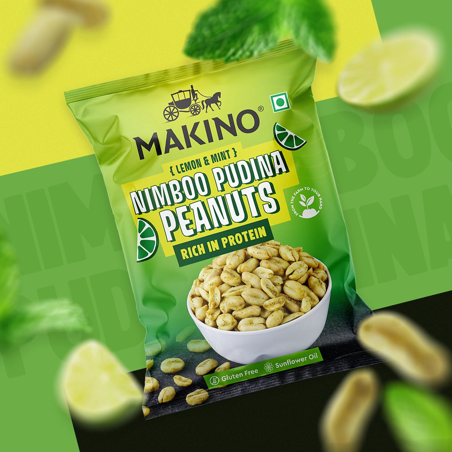 Makino Assorted Roasted Peanuts | Each 43gm | Pack of 5 | Tandoori, Nimboo Pudina, Hing Jeera, Black Pepper, Garlic, Salted | Total 215g | Flavoured Peanuts | Super Crunchy