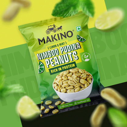 Makino Assorted Roasted Peanuts | Each 43gm | Pack of 5 | Tandoori, Nimboo Pudina, Hing Jeera, Black Pepper, Garlic, Salted | Total 215g | Flavoured Peanuts | Super Crunchy