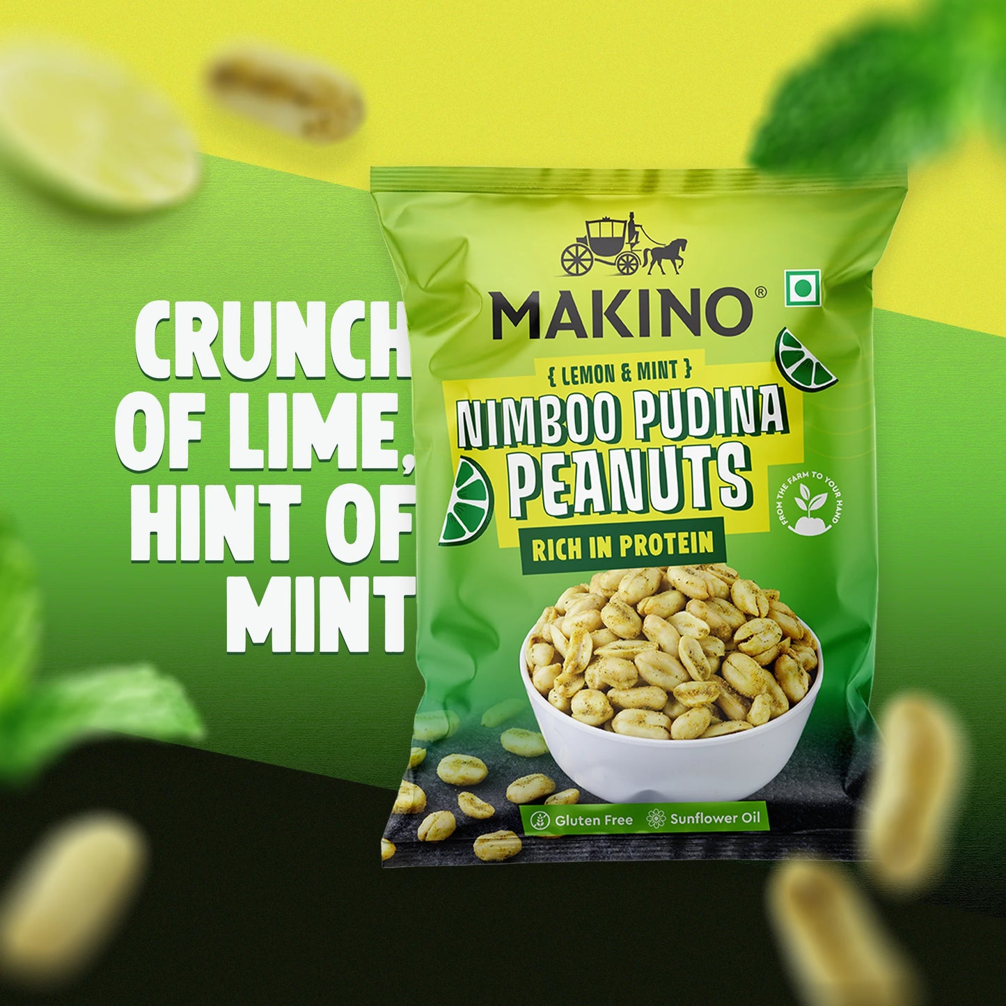 Makino Assorted Roasted Peanuts | Each 43gm | Pack of 5 | Tandoori, Nimboo Pudina, Hing Jeera, Black Pepper, Garlic, Salted | Total 215g | Flavoured Peanuts | Super Crunchy