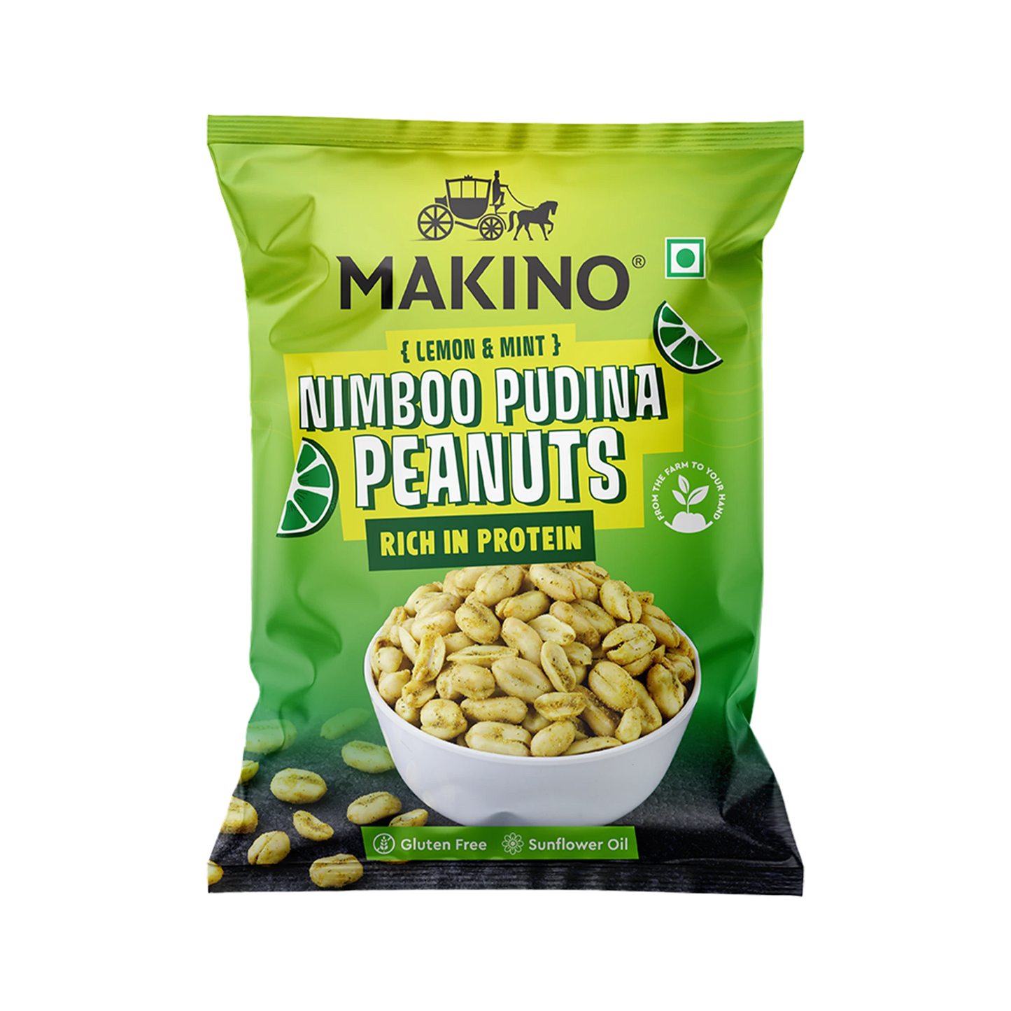 Makino Assorted Roasted Peanuts | Each 43gm | Pack of 5 | Tandoori, Nimboo Pudina, Hing Jeera, Black Pepper, Garlic, Salted | Total 215g | Flavoured Peanuts | Super Crunchy