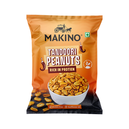 Makino Assorted Roasted Peanuts | Each 43gm | Pack of 5 | Tandoori, Nimboo Pudina, Hing Jeera, Black Pepper, Garlic, Salted | Total 215g | Flavoured Peanuts | Super Crunchy