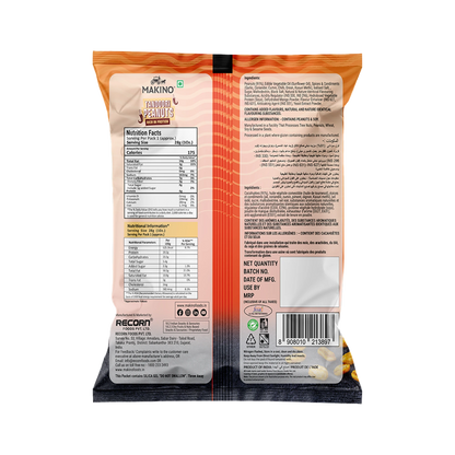 Makino Assorted Roasted Peanuts | Each 43gm | Pack of 5 | Tandoori, Nimboo Pudina, Hing Jeera, Black Pepper, Garlic, Salted | Total 215g | Flavoured Peanuts | Super Crunchy