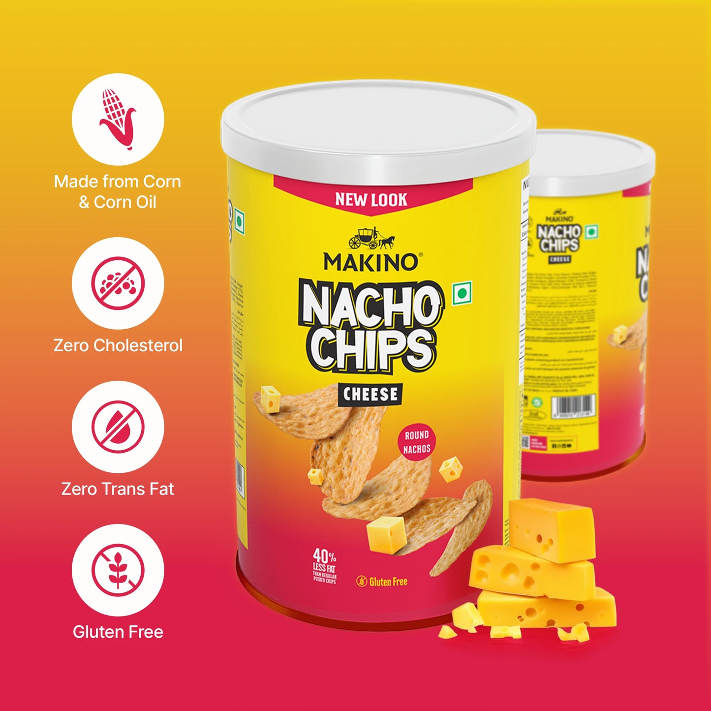Makino Cheese Round & Stacked Nachos (Each 107 Gm)(Pack Of 2)