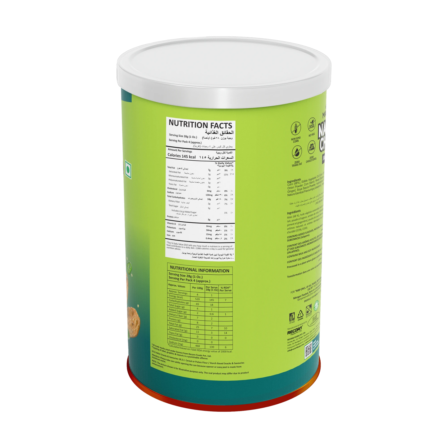 Makino Assorted Round & Stacked Nachos (Cheese, Jalapeno)(Each 107 gm)(Pack of 2)