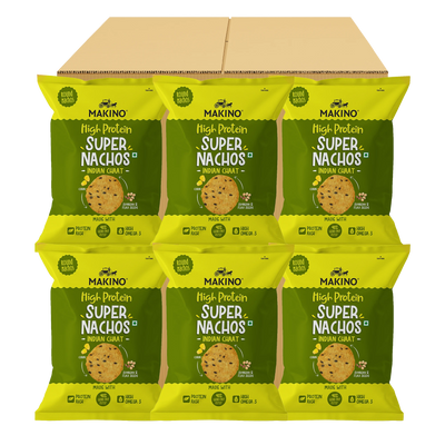 Makino High Protein Super Nachos Indian Chaat 60 gm | Pack of 120 pcs | Bulk Pack of Retail | Round Tortilla Chips