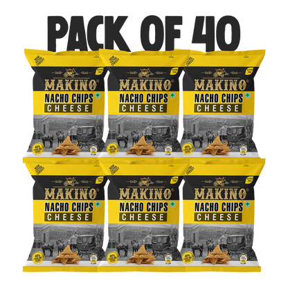 Makino Nacho Chips Cheese 60 gm | Pack of 120 | Bulk Pack for Retail| Tortilla Chips