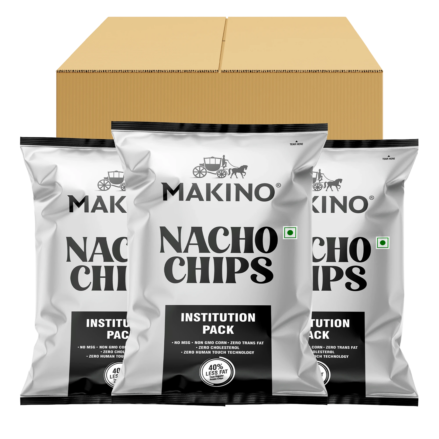 Makino Nacho Chips Jalapeno 200 gm| Pack of 72 | Institution Pack  | Bulk Pack for HoReCa |Tortilla Chips