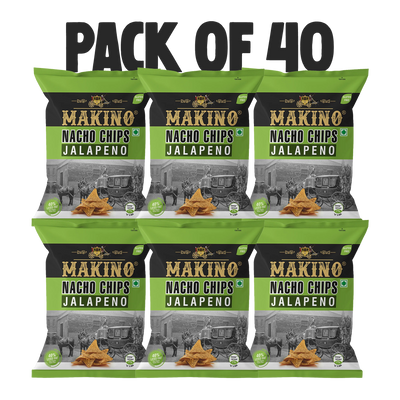 Makino Nacho Chips Jalapeno 60 gm| Pack of 120 pcs. | Bulk Pack for Retail | Tortilla Chips