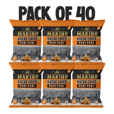 Makino Nacho Chips Peri Peri 60 gm  | Pack of 120  pcs. | Bulk Pack for Retail | Tortilla Chips
