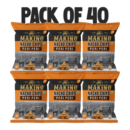 Makino Nacho Chips Peri Peri 60 gm  | Pack of 120  pcs. | Bulk Pack for Retail | Tortilla Chips
