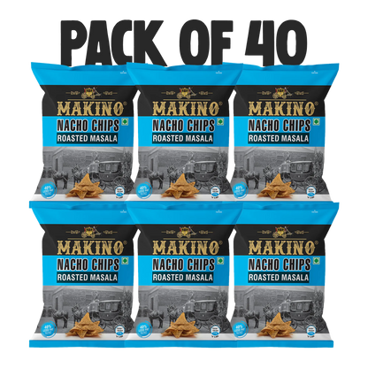Makino Nacho Chips Roasted Masala 60 gm | Pack of 120 pcs.  | Bulk Pack for Retail |  Tortilla Chips