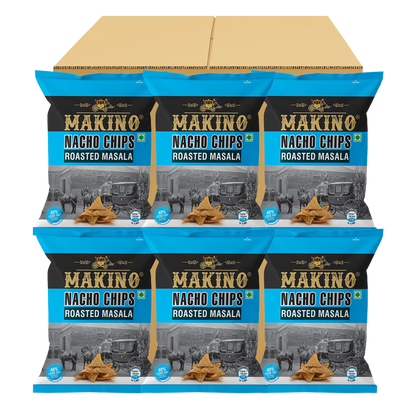 Makino Nacho Chips Roasted Masala 60 gm | Pack of 120 pcs.  | Bulk Pack for Retail |  Tortilla Chips