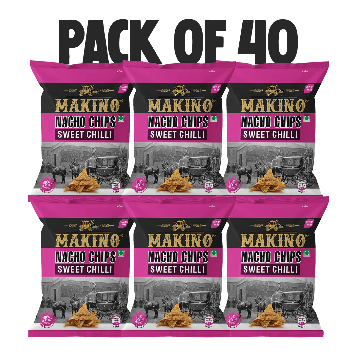 Makino Nacho Chips Sweet Chilli 60 gm  | Pack of 120 pcs. | Bulk Pack of Retail | Tortilla Chips