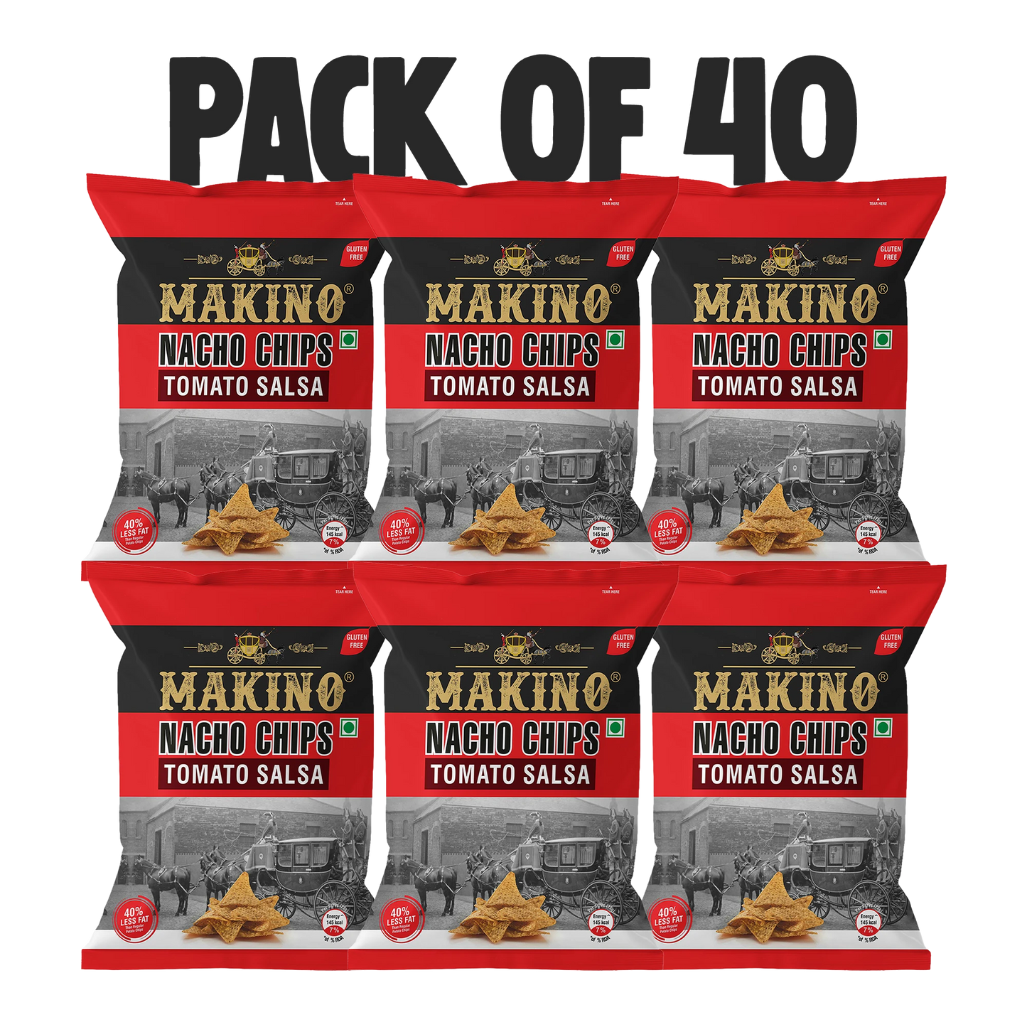Makino Nacho Chips Tomato Salsa 60 gm | Pack of 120 pcs.  | Bulk Pack of Retail | Tortilla Chips