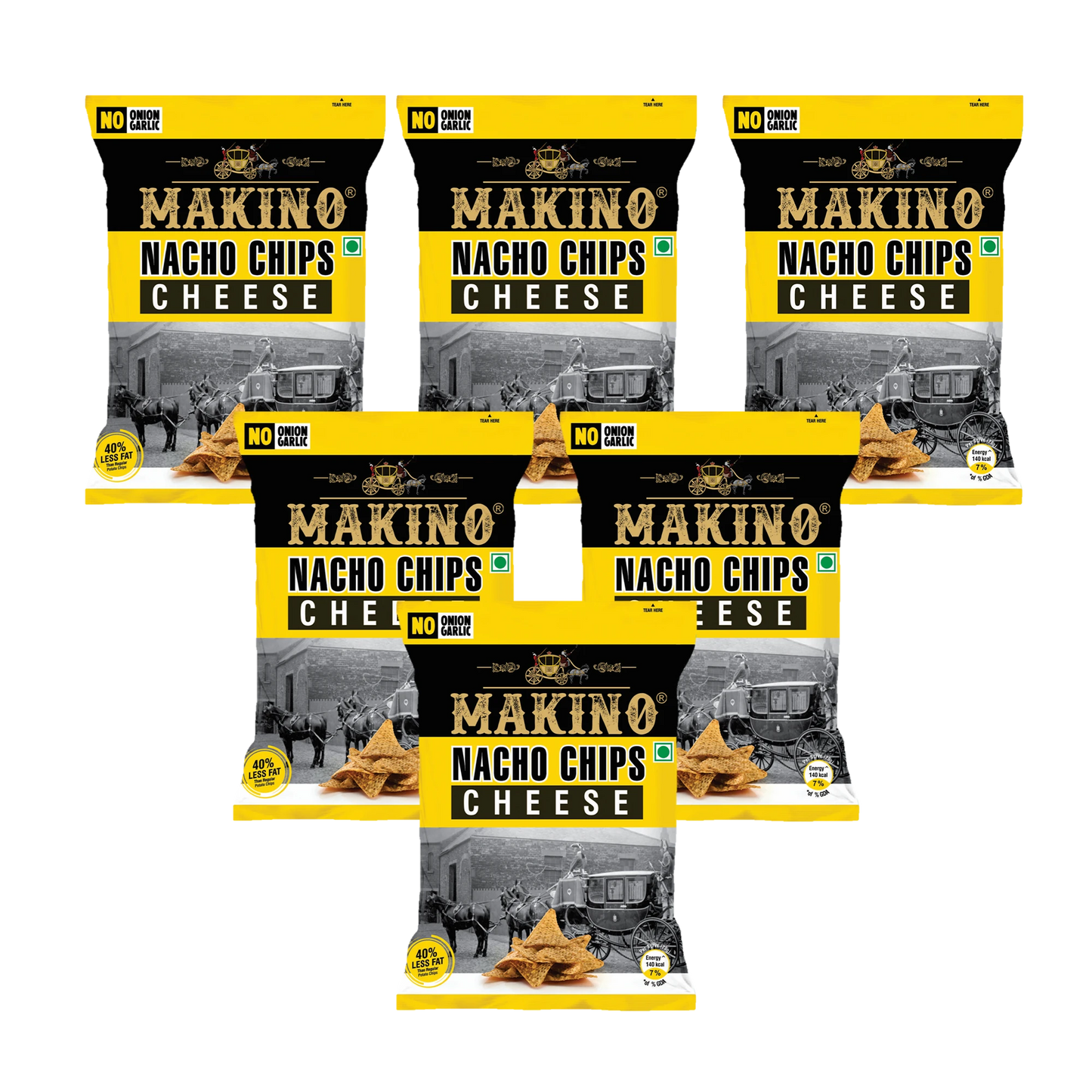Makino No Onion No Garlic Nachos Chips Cheese (Each 60 gm) (Pack of 6)
