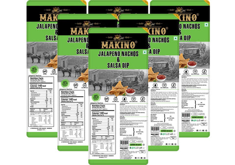 Makino Jalapeno Nachos Tray Pack with Salsa Dip. A Party Pack Combo of 6 tTray. 